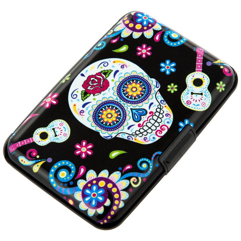 Kaabao Credit Card Holder Small RFID Blocking Wallet Business Metal Slim Mini Aluminum Hard Case for Women Men Gift (B Sugar Skull) - Image 1